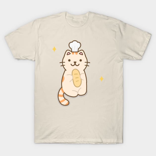 Baker Cat holding bread T-Shirt by Miaufu&Friends